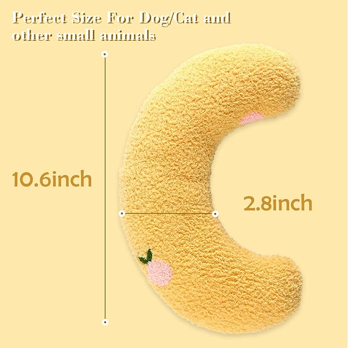 T'CHAQUE Soft Dog Bed Pillows, Ideal Naptime Sleeping Companion for Small Indoor Dogs and Cats, Pet Neck Pillow for Upper Spine Support, Cuddle Snuggle Doggy/Kitten Pillow Training Toy, Yellow