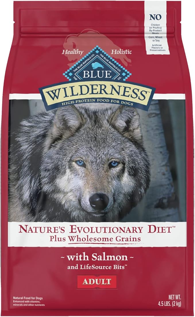 Blue Buffalo Wilderness High Protein Natural Adult Dry Dog Food Plus Wholesome Grains, Salmon 4.5-lb