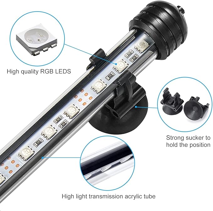 GreenSun Fish Tank Aquarium Light: Submersible Led Lamp - 19 Inch Waterproof Strip Spotlight with APP Control