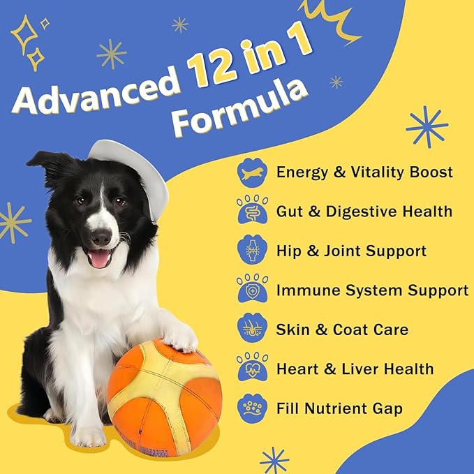 Dog Vitamins for Overall Health with Minerals, Multivitamins for Dogs for Immune Support, Digestive Health, Joint, Hip, Skin and Coat Care with Probiotics, Glucosamine, Enzymes, 120 Freeze Dried Chews