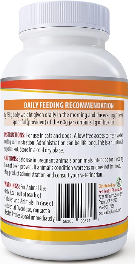 Trukitin Chitosin Based Phosphate Binder for Cats & Dogs – All Natural Human Grade Ingredients for Renal Support Supplement with Calcium Carbonate Oral Powder (Made in U.S.A)