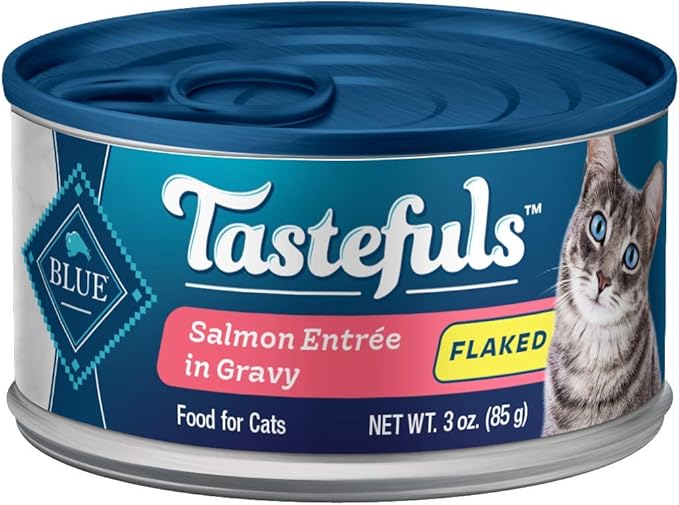 Blue Buffalo Tastefuls Flaked Wet Cat Food, Made with Natural Ingredients | Salmon, 3-oz. Cans (24 Count)