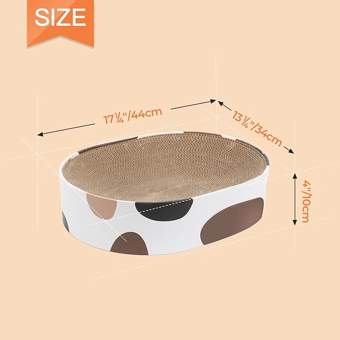 ComSaf Cat Scratching Board, Corrugated Cardboard Cat Scratcher Bed Lounge Durable Long Lasting, Cat Scratch Pad for Indoor Cats Protecting Furniture, 17 Inch x13 Inch (Oval)