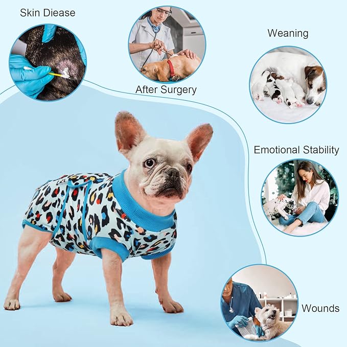 Kuoser Recovery Suit for Dogs, Soft Dog Surgery Suit Female Spay Breathable Neuter Suit for Male Dogs, Anti Licking Onesie Dog Surgical Suit Dog Body Suits After Surgery,Substitute E-Collar & Cone, L