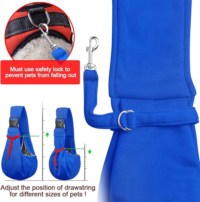 Tomkas Dog Sling Carrier for Small Dogs - Royal Blue, Adjustable Strap & Zipper Pocket, Up to 10 lbs. Perfect Puppy Carrier for Small Dogs