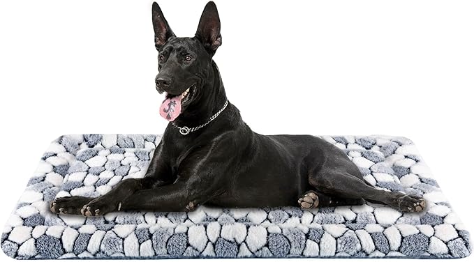 VANKEAN Dog Crate Pad Bed Mat Reversible (Warm & Cool), Soft Pet Sleeping Mat Dog Bed for Crate Suitable for Small to XX-Large Dogs and Cats, Machine Washable Crate Beds, Grey Stone Pattern