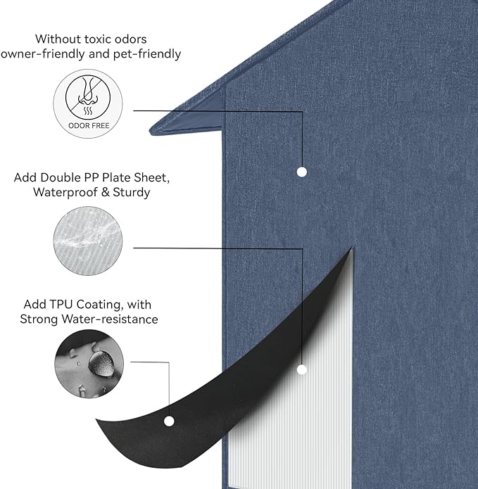 Outdoor Cat House, Outdoor Cat Shelter Feral Cat, Outside Waterproof Cat House for Outdoor/Indoor Cats, Insulated Cat House for Winter with Cozy Cushion, Easy to Assemble, Navy Blue, 2 Pack