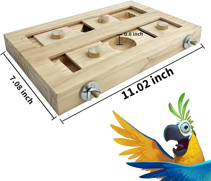 Extra-large Wooden Bird Foraging Box Toy, Bird Puzzle Toy Seed Food Feeder, Enrichment Foraging Toy for Parrot, Parakeet, Cockatiel, Conure, Sun Conures, African Grey, Macaw