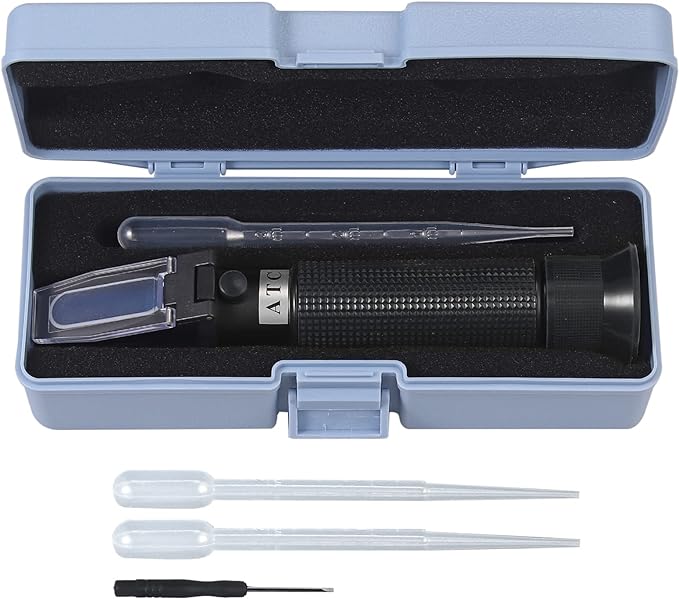 AUTOUTLET Salinity Refractometer for Aquarium Salinity Tester with ATC and Dual Scale 0-100‰ & 1.000-1.070 Specific Gravity Saltwater Tester for Seawater Pool Fish Tank