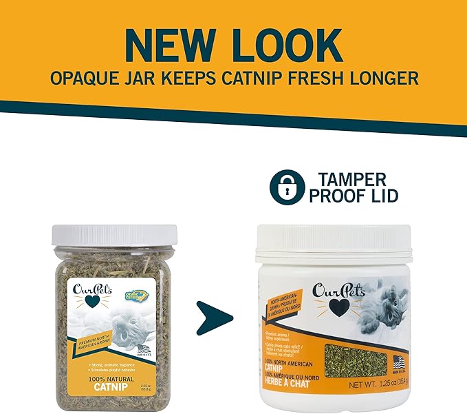 Our Pets Premium Catnip - 1.25 oz Jar of High Potency Catnip - 100% North American Grown