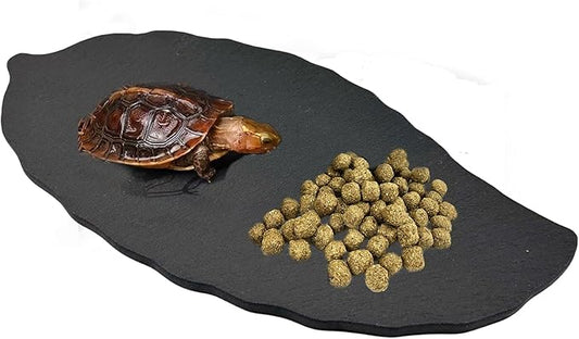 Reptile Basking Platform 7.0''x5.3'' Turtle Rock Plate Feeding Food Dish Feeding Bowl Tortoise Bathing Platform Resting Slate for Lizard Gecko Bearded Dragon Chameleon Frog Hermit Crab