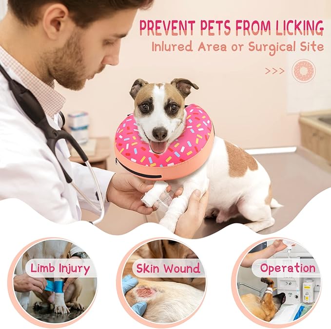 Supet Inflatable Dog Cone Collar for Large Medium Small Dogs, Soft Cone Collar for Dogs Cats, E Collar Dog Neck Donut Dog Cone Alternative After Surgery