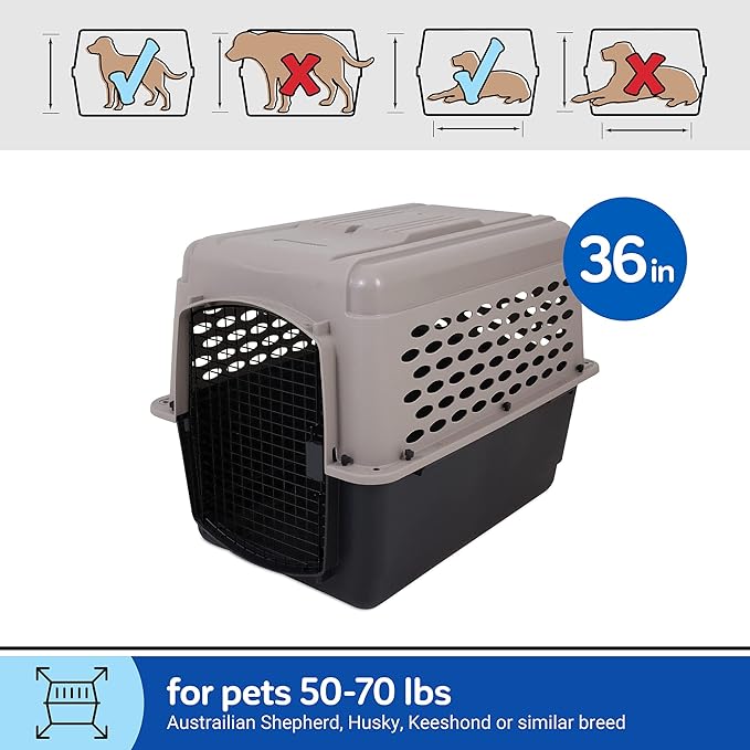 Petmate Vari Dog Kennel 32" and Petmate Double Diner Kennel Bowl, Gray, Small