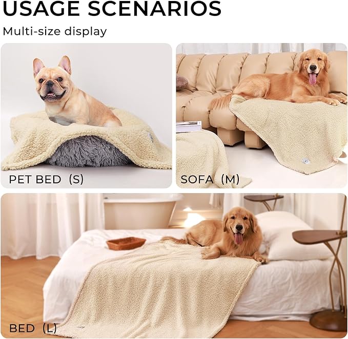 Luciphia Premium Fleece Dog Puppy Blanket Soft Pet Sherpa Calming Cat Blanket Throw for Small Medium Dog Cat(Beige,30x20 inches)