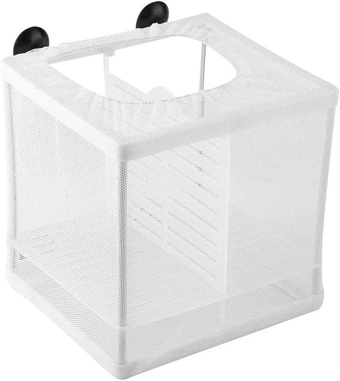 Aquarium Fish Breeder Box, Hatching Box, Juvenile Fish Spawning Incubator, Water Isolation Net Hatcher, Nylon Mesh Fish Fry Hatchery Breeder Box Separation Net（White 3 Rooms S）