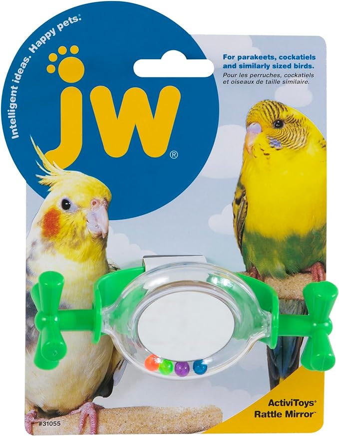 JW Pet Company Activitoy Rattle Mirror Small Bird Toy, Colors Vary