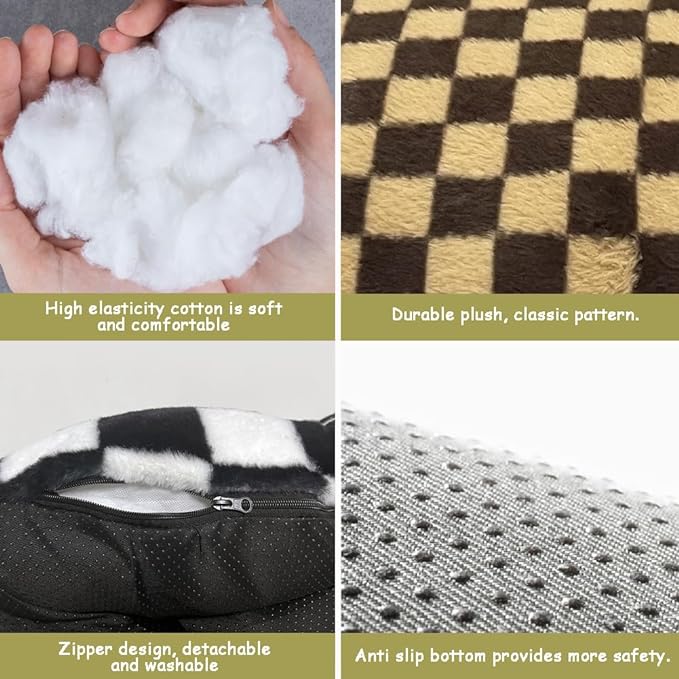 Pet Couch Sofa Bed, Checkers Plaid Washable Cat Beds for Medium Small Dogs & Cats Durable Plush Cat Couch Pet Sofa Bed Puppy Sleeping Bed Soft Anti-Slip (Pink)