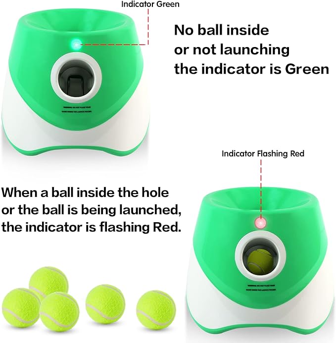 Dog Ball Thrower Launcher, Automatic Ball Launcher with 6 Mini Tennis Balls, Interactive Dog Toys Indoor Outdoor Ball Thrower Machine for Small Dogs with 3 Distance Settings