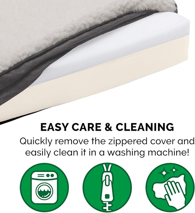 Furhaven Memory Foam Dog Bed for Large/Medium Dogs w/ Removable Washable Cover, For Dogs Up to 55 lbs - Sherpa & Suede Mattress - Gray, Large