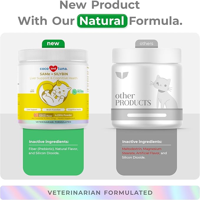 Same and Silybin for Cats - 120g - S-Adenosyl-L-Methionine, Same, Liver Supplements for Cats, Brain & Cognitive Support… (for Cats)