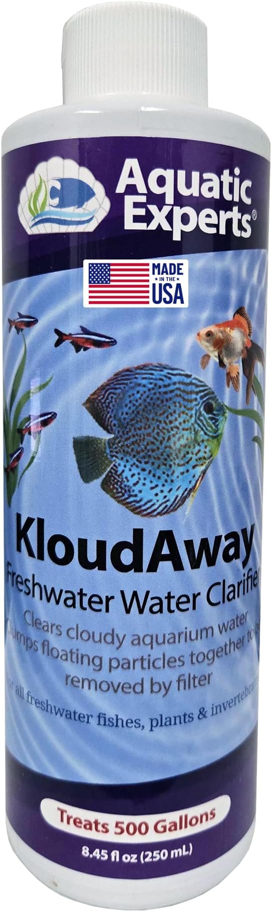 KloudAway Freshwater Aquarium Water Clarifier - Clears Cloudy Water, Water Clarifier for Fish Tank, Made in USA (250 mL)