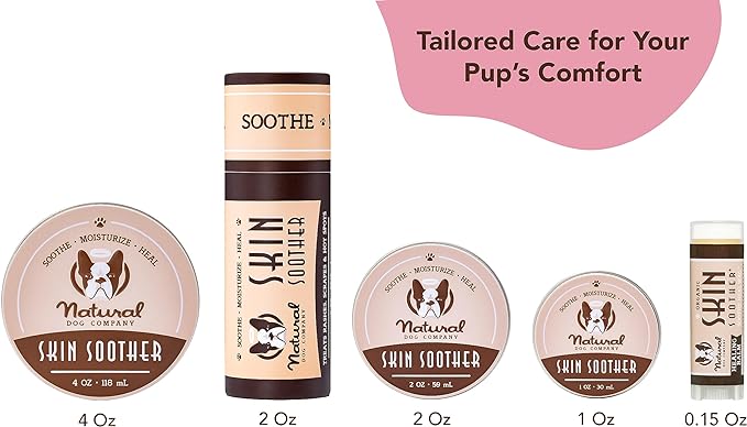 Natural Dog Company Skin Soother, Travel Stick, 0.15 oz., Allergy and Itch Relief for Dogs, Dog Moisturizer for Dry Skin, Dog Lotion, Ultimate Healing Balm, Dog Rash Cream
