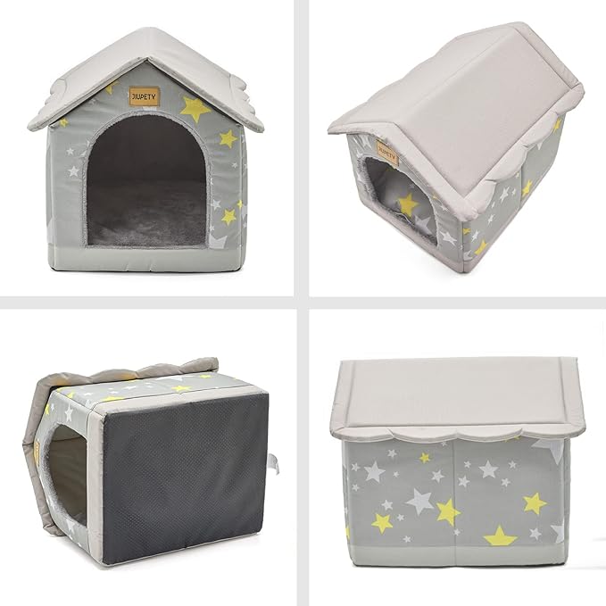 Jiupety Cozy Pet Bed House, Indoor/Outdoor Pet House, XL Size for Medium and Large Dog, Warm Cave Sleeping Nest Bed for Cats and Dogs, Gray