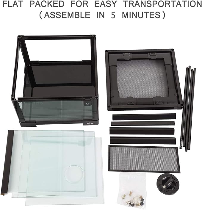 REPTI ZOO Amphibian Habitat Tank 10 Gallon, Full Vision Glass Reptile Terrarium 12" x 12" x 18", Vertical Reptile Tank with Deep Base & Top Screen Ventilation