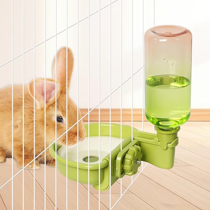 16oz Pet Water Bottle, Gravity Dog Water Bowl Dispenser for Cage, Anti-Overflow Water Dispenser for Small Dogs, Cats, Rabbits and Other Small Animals, BPA Free, Gradient Green