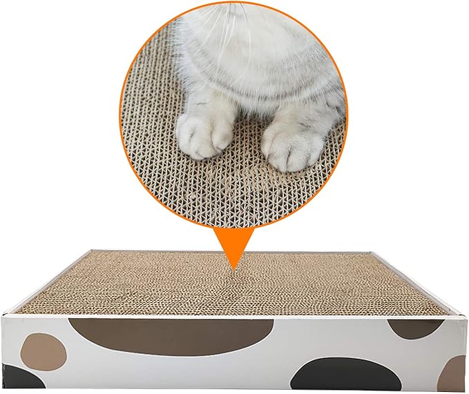 ComSaf Cat Scratcher Cardboard Indoor - 17"x10" Cat Refill Box with 3 Pcs Scratching Board Reversable Long Lasting Clawing Pad for Cats, Corrugate Scratchers Bed Sofa Couch Furniture Wall Protector