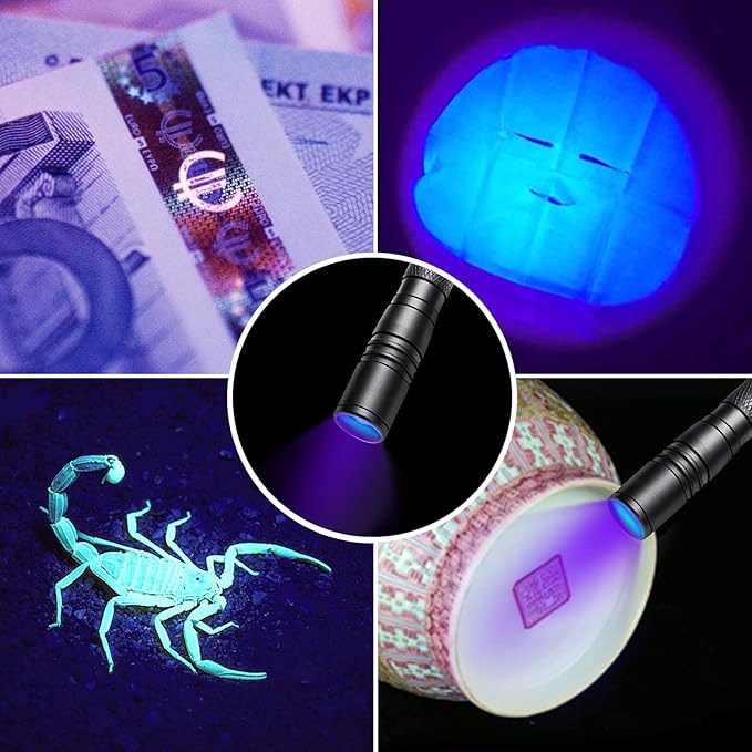 UV Flashlight, LED 395nm Ultraviolet Flashlight, Zoomable Pen Blacklight Flashlight IP54 Waterproof Detector for Pet Urine, Cat Dog Stains, Bed Bug, Household Wardrobe Toilet