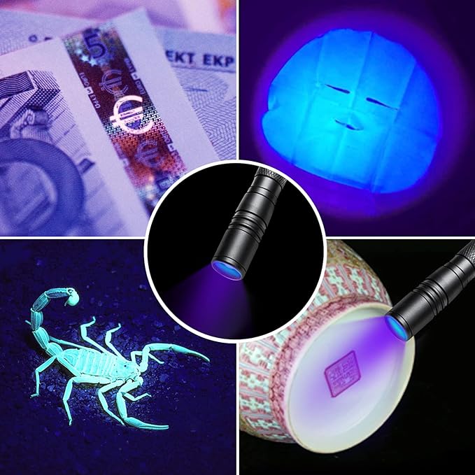 UV Flashlight LED 395nm Blacklight Flashlight, Zoomable Pen Flashlight IP54 Waterproof Detector for Pet Urine, Cat Dog Stains, Bed Bug, Household Wardrobe Toilet - 3 Pack