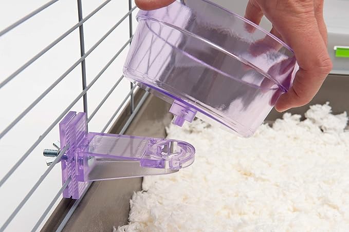 Lixit Quick Lock Removable Cage bowls for Rabbits, Birds, Dogs, Cats, Gunea pigs and Other Small Animals. (Purple, 20oz)