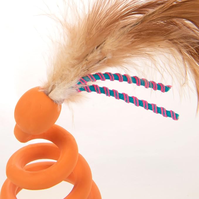 Petlinks Batty Boing Soft Spring & Feather Cat Toy - Orange, One Size