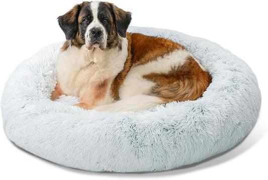 Best Friends by Sheri The Original Calming Donut Cat and Dog Bed in Shag Fur Frost, Extra Large 45"