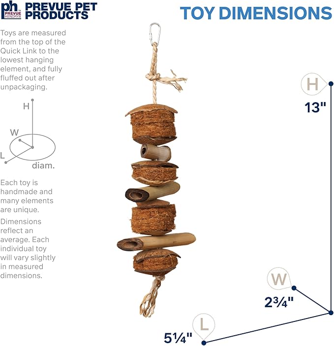 Prevue Hendryx Naturals Preen & Pacify Coco and Bamboo Bird Toy 62800
