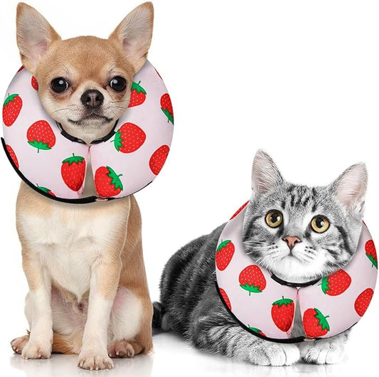 Dog Cone Collar for Small Medium Large Dogs for After Surgery, Pet Inflatable Neck Donut Collar Soft Protective Recovery Cone for Dogs and Cats - Alternative E Collar Does Not Block Vision - Pink,XS