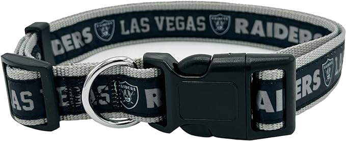 Pets First NFL Las Vegas Raiders Licensed PET COLLAR, Large - Heavy-Duty, Strong, and Durable Dog Collat. Available in 32 Football Teams