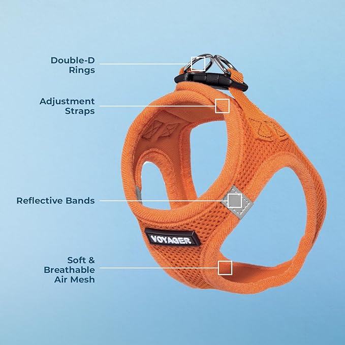 Voyager Step-in Air Dog Harness - All Weather Mesh Step in Vest Harness for Small and Medium Dogs and Cats by Best Pet Supplies - Harness (Orange), L (Chest: 18-20.5")