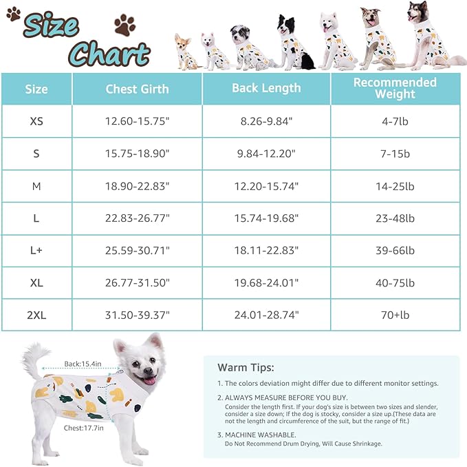 Recovery Suit for Dogs, Dog Surgery Recovery Suit with Zipper Closure Post Spay, Neuter, Abdominal Surgical Suit for Male Female Dogs Can Pee, Prevent Licking Dog Onesies, White Bear, S