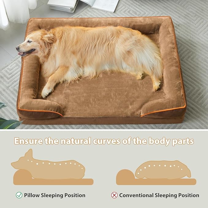 WNPETHOME Waterproof Dog Beds for Jumber Dogs, Orthopedic XXLarge Dog Bed with Sides, Big Dog Couch Bed with Washable Removable Cover, Pet Bed Sofa with Non-Slip Foam for Sleeping