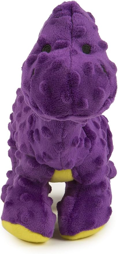 goDog Dinos Bruto Squeaky Plush Dog Toy, Chew Guard Technology - Purple, Large