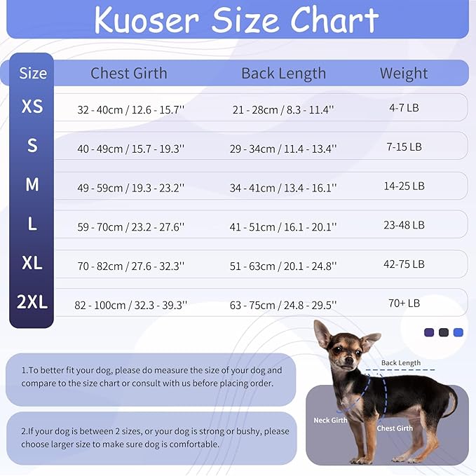 Kuoser Dog Surgery Recovery Suit, Professional Spay & Neuter Surgical Onesie for Dogs, Soft Breathable Abdominal Dog Bodysuit Dog Cone Alternative Anti Licking Wounds Dog Surgery Suits, S