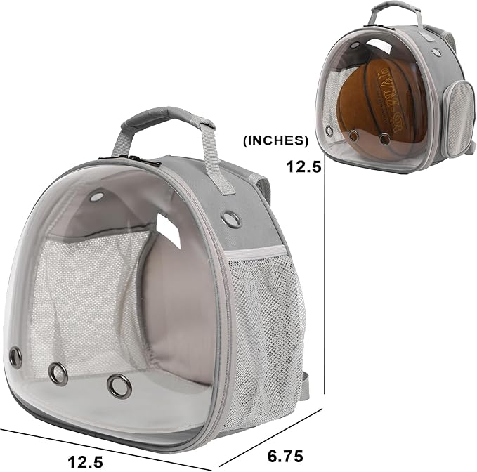 Guinea Pig Carrier,Guinea Pig Carrier for 2,Reptile Travel Carrier for Lizards Sugar Glider Hedgehog Rat Parrot Birds (Black-Grey, Backpack Harness Leash)¡­ (Grey, Backpack+Harness Leash Brown)