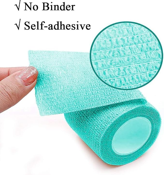 kathson 2“ × 8 ”Vet Wrap Tape Veterinarian Self Adhesive No Chew Bandage Wound Dressing Medical Bandage Gauze for Animals Pets Dogs Cats Horses Ear Feet Paw Tail Injury (16PCS,Green)