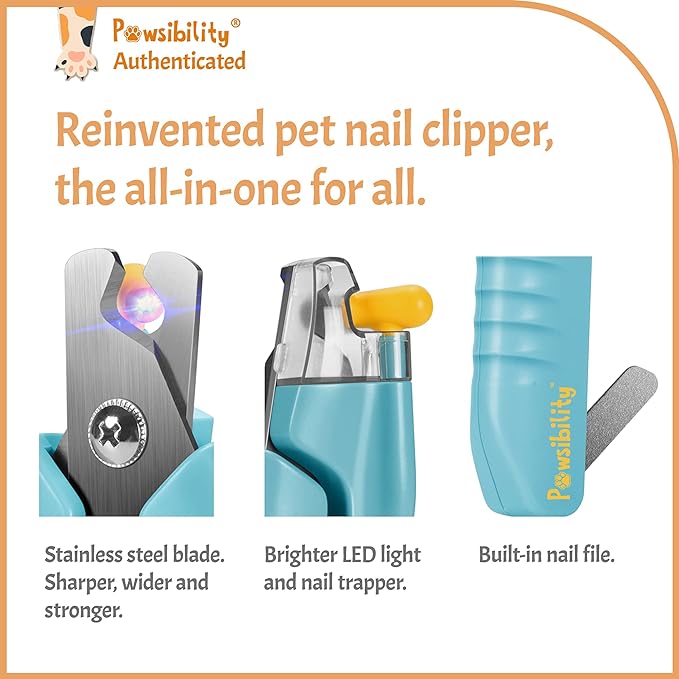 Reinvented Pet Nail Clippers for Your Pal - USB Rechargeable LED Light for Bloodline | Razor Sharp and Durable Blade | Vets Recommended Trimming Tool for Dogs and Cats