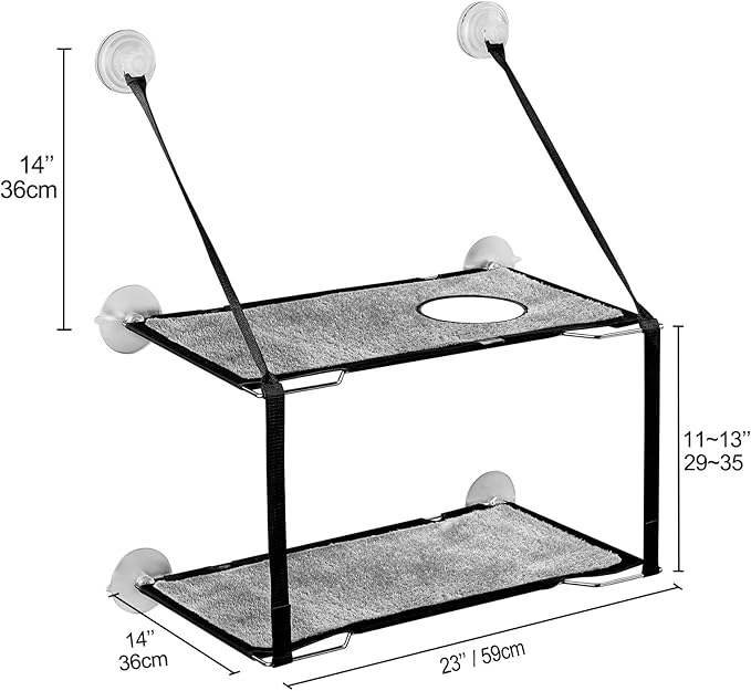 Cat Window Perch Folding Large Cat Hammock for Window Metal Frames Up to 50lb 2 Tiers Cat Window Bed Soft Mats Sunny Shelf