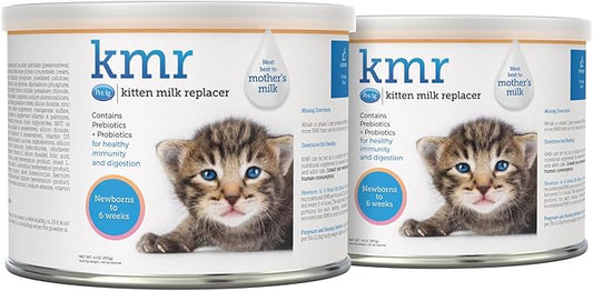 PetAg KMR Kitten Milk Replacer Powder - 6 oz, Pack of 2 - Powdered Kitten Formula with Prebiotics, Probiotics & Vitamins for Kittens Newborn to Six Weeks Old - Easy to Digest