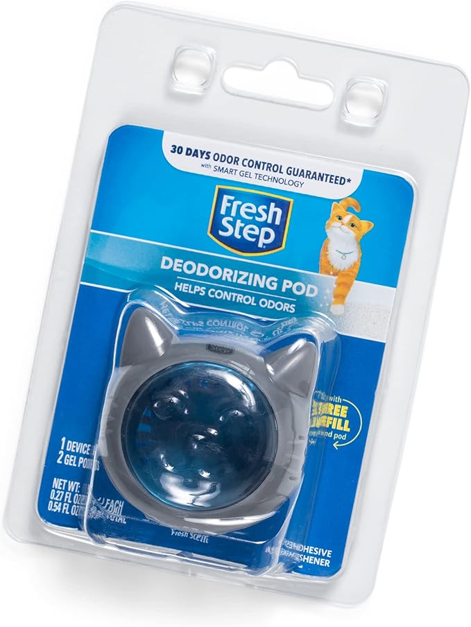 Fresh Step Litter Box Deodorizing Gel Pod | Cat Litter Box Deodorizer | Combats Cat Odors and Neutralizes Smells to Keep Your Home Clean | 1 Adhesive Device + 2 Gel Refills