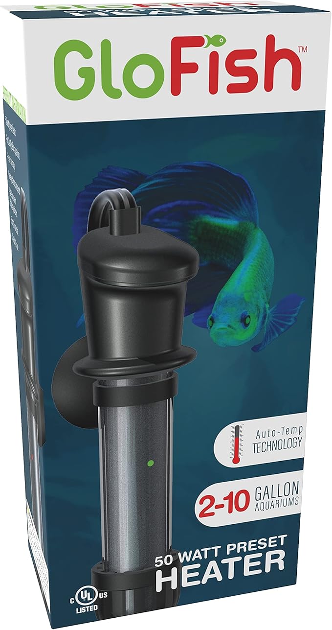 GloFish Submersible Heater 50 Watts, for Aquariums Up to 10 Gallons, UL Listed,BLACK